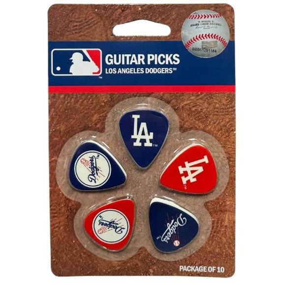Los Angeles Dodgers Guitar Picks 10 Total 5 Different Styles MLB Packaging New - Picture 1 of 3